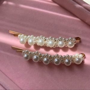 two pearl hair clips